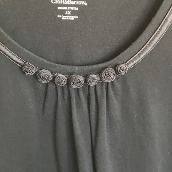 CROFT & BARROW Cotton Rosette Scoop Neck Tunic Dressy Tee Women’s Plus Size 3X - Picture 3 of 15